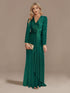 Long Sleeve V-Neck Evening Dress
